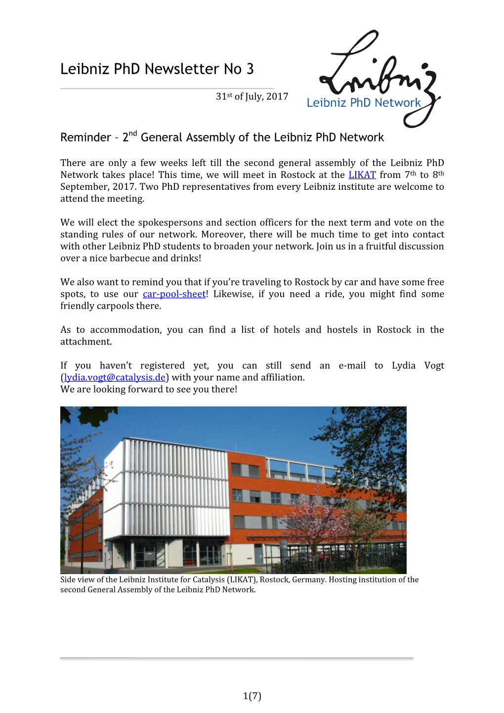 Leibniz Phd Newsletter No 3