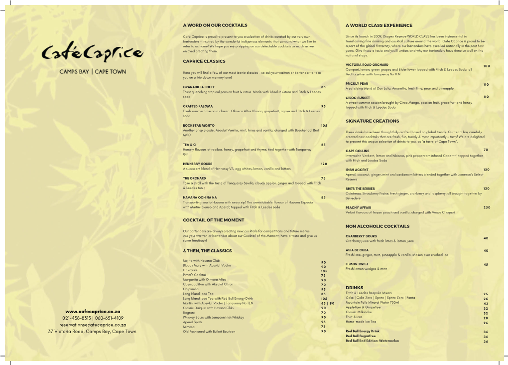 Beverage Menu