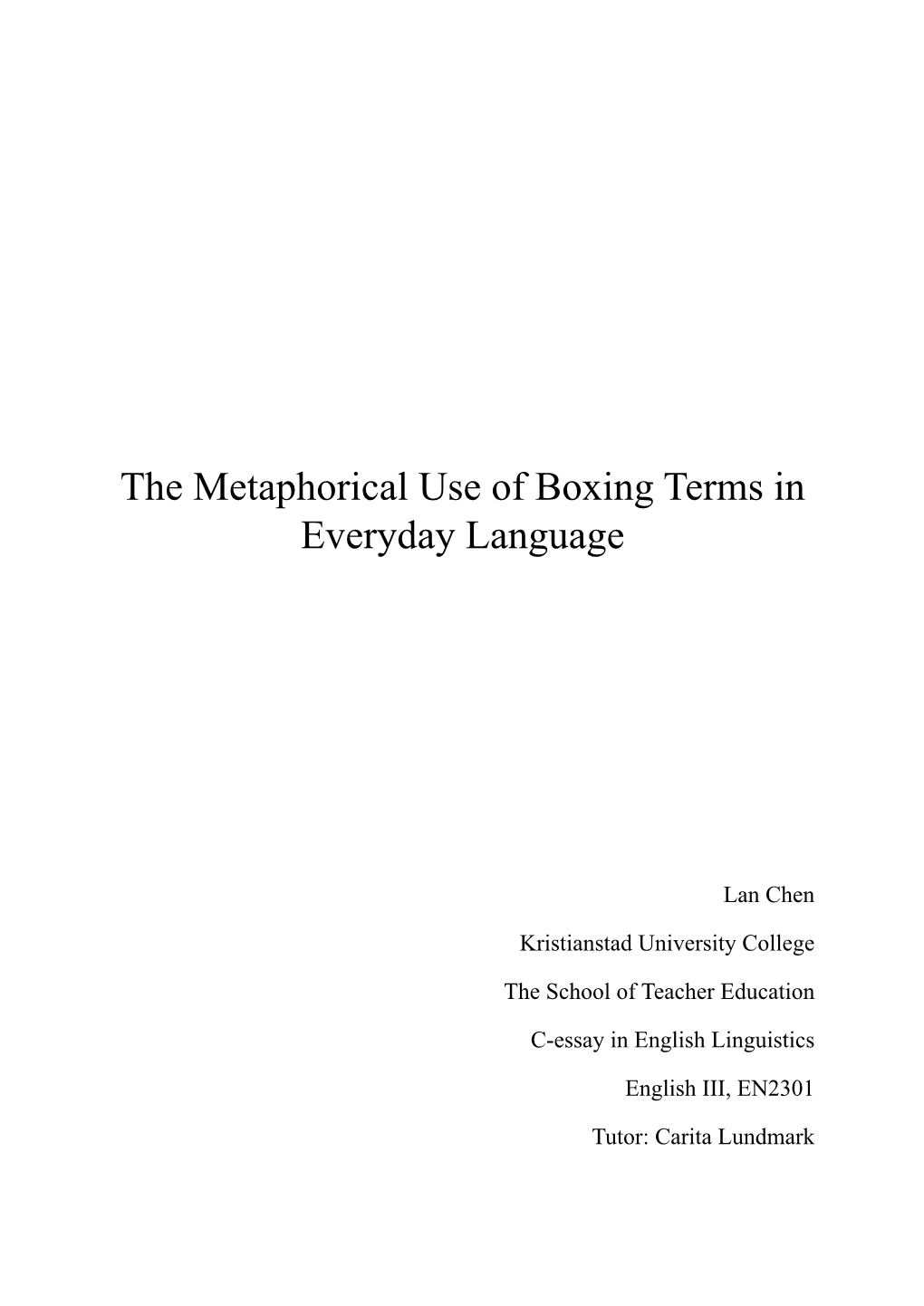 The Metaphorical Use of Boxing Terms in Everyday Language