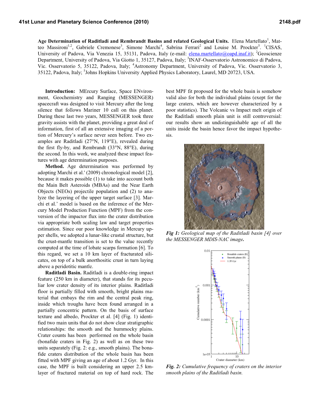 Age Determination of Raditladi and Rembrandt Basins and Related Geological Units