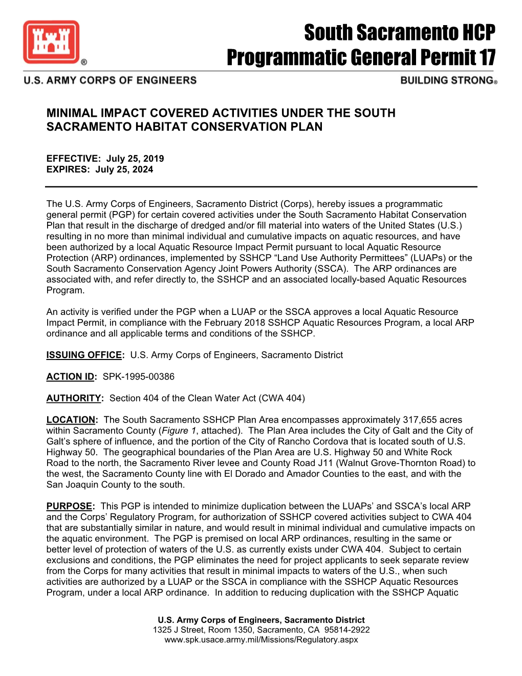 South Sacramento HCP Programmatic General Permit 17