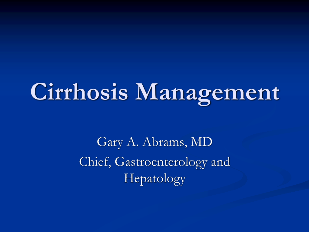 Cirrhosis Management
