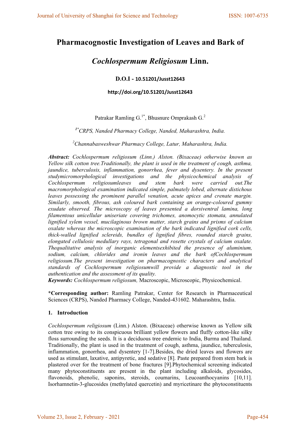 Pharmacognostic Investigation of Leaves and Bark Of