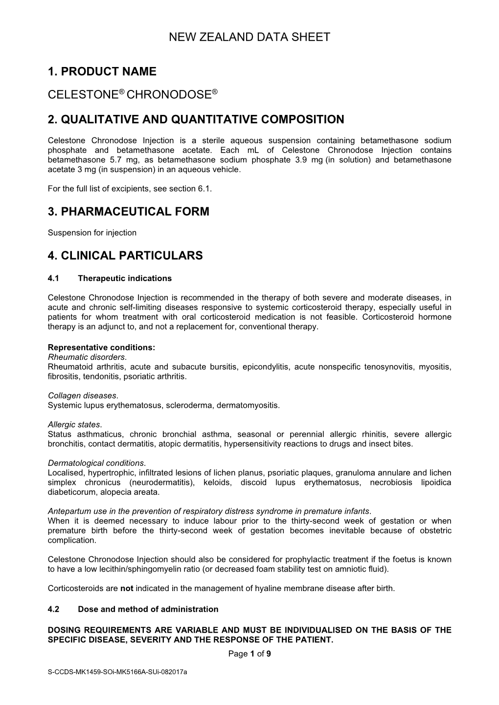 New Zealand Data Sheet 1. Product Name Celestone