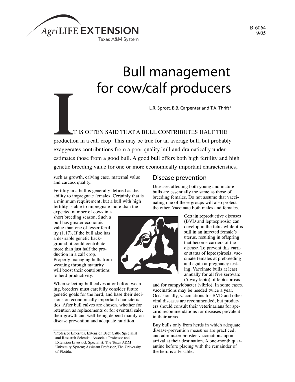 Bull Management for Cow/Calf Producers