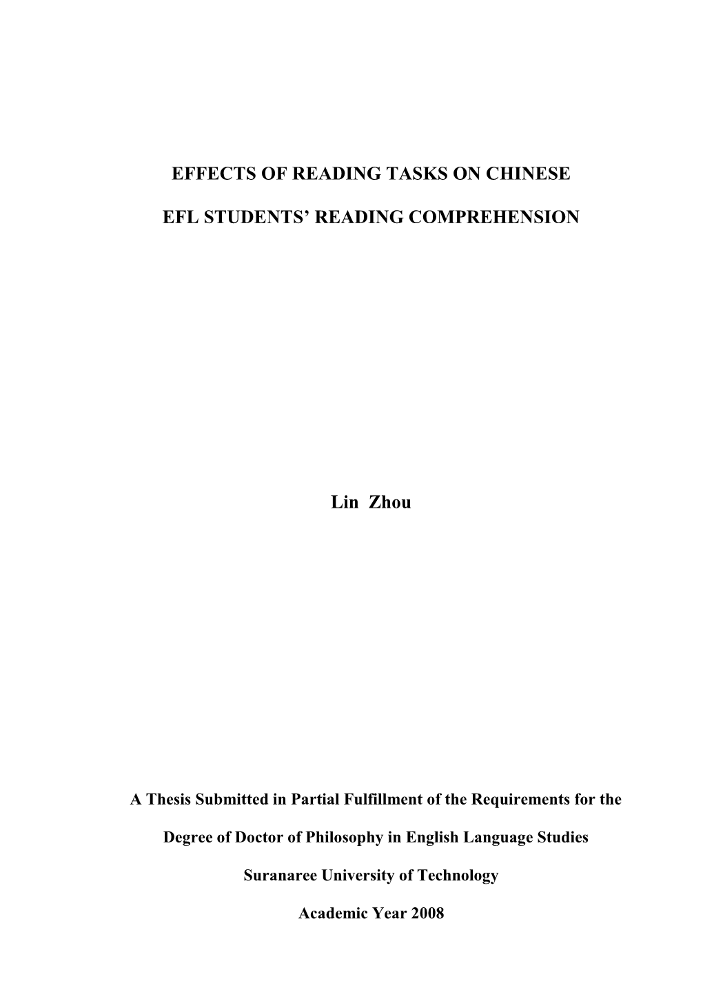 Effects of Reading Tasks on Chinese Efl Students� Reading Comprehension) �������������ก�� : ������� ��.�����ก��� ���������, 267 ��