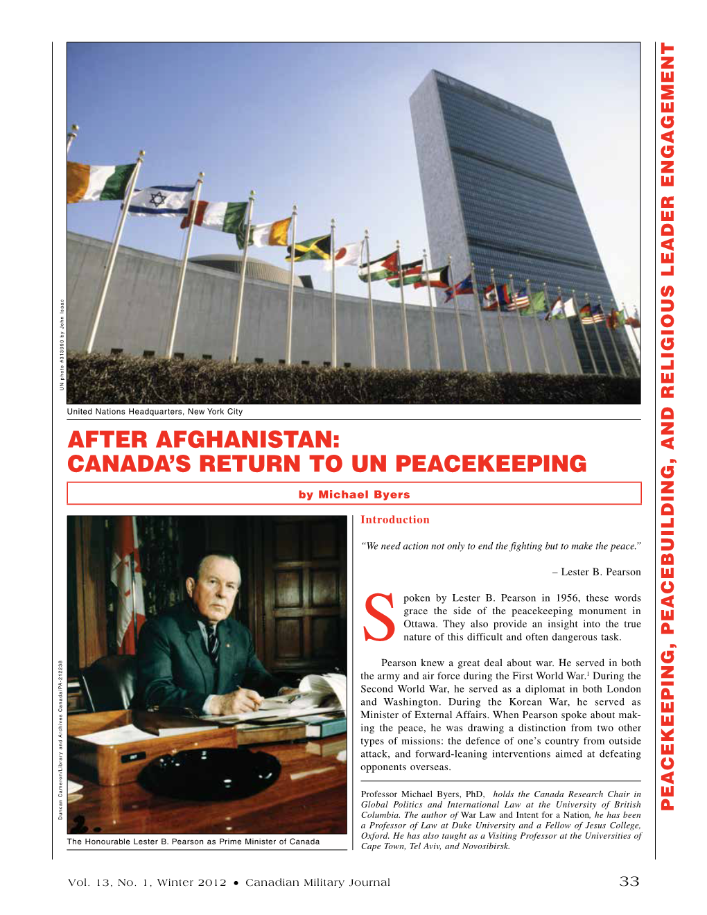 After Afghanistan: Canada’S Return to UN Peacekeeping