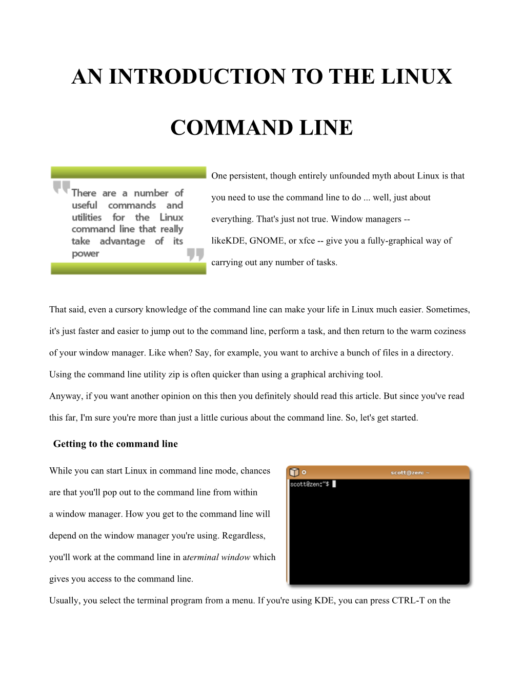 An Introduction to the Linux Command Line