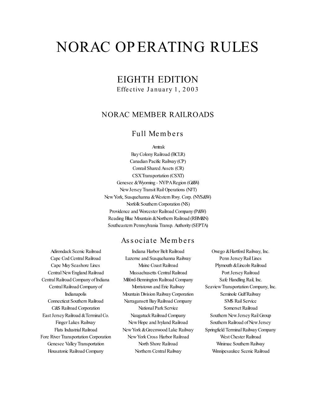 Norac Operating Rules