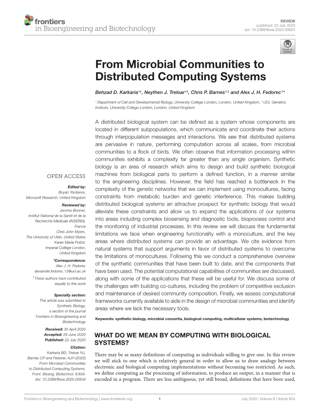 From Microbial Communities to Distributed Computing Systems