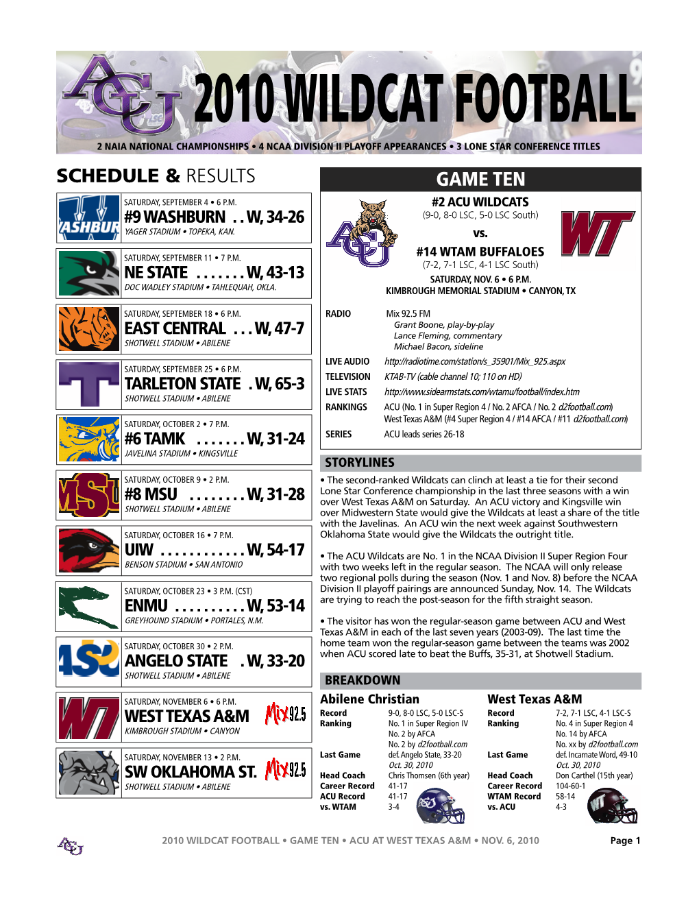 2010 ACU FB Notes Acuvswtam 11.03.10