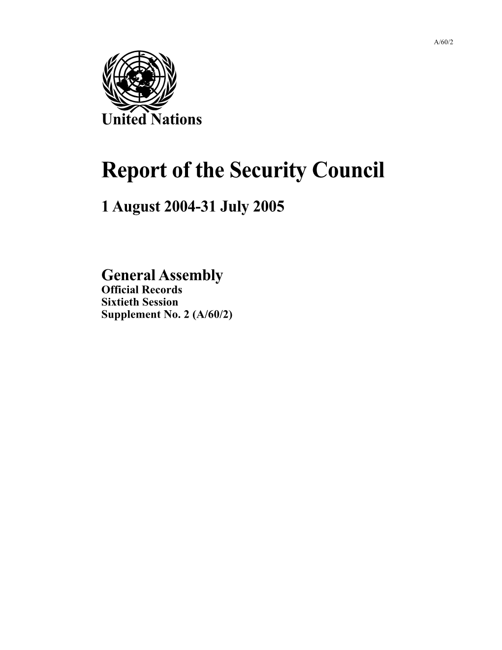 Report of the Security Council 1 August 2004-31 July 2005