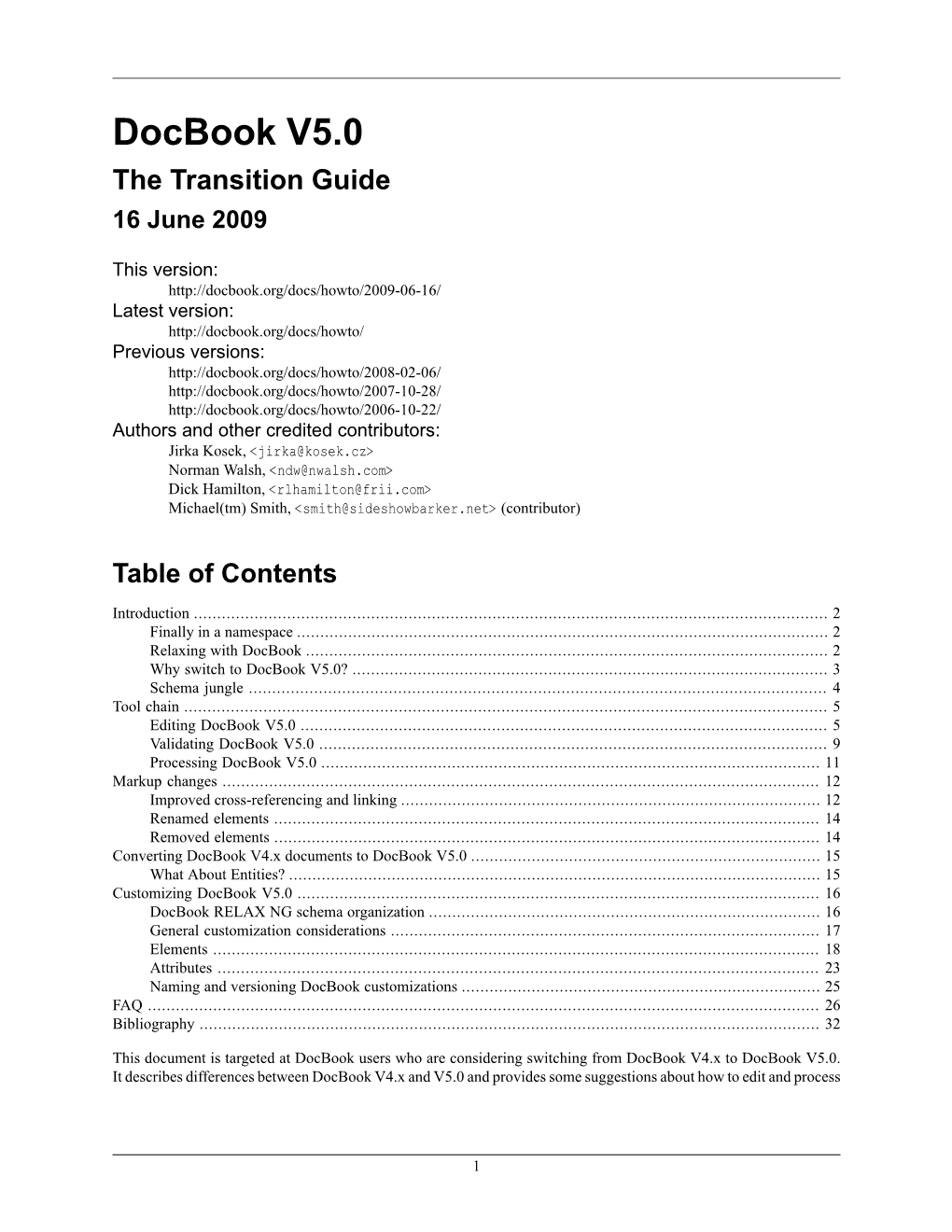 Docbook V5.0 the Transition Guide 16 June 2009