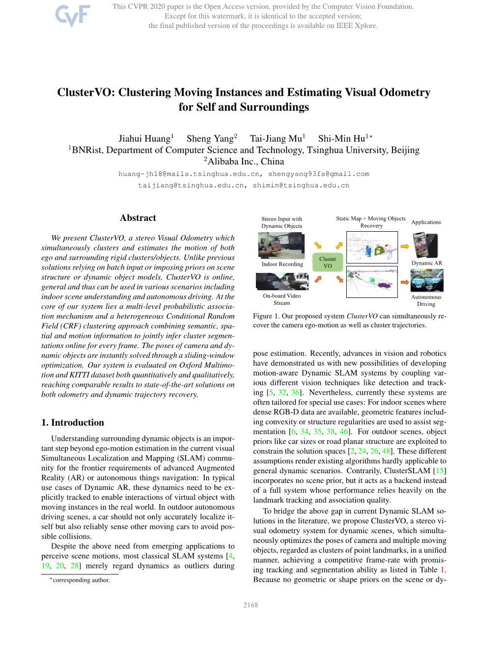 Clustering Moving Instances and Estimating Visual Odometry for Self and Surroundings