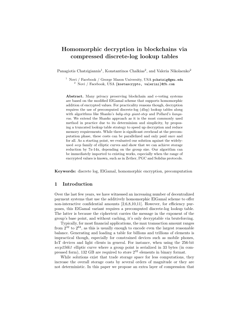 Homomorphic Decryption in Blockchains Via Compressed Discrete-Log Lookup Tables