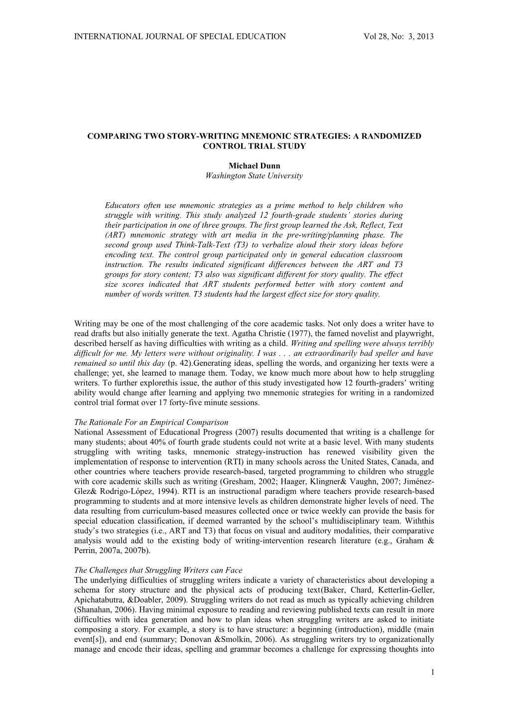 Comparing Two Story-Writing Mnemonic Strategies: a Randomized Control Trial Study