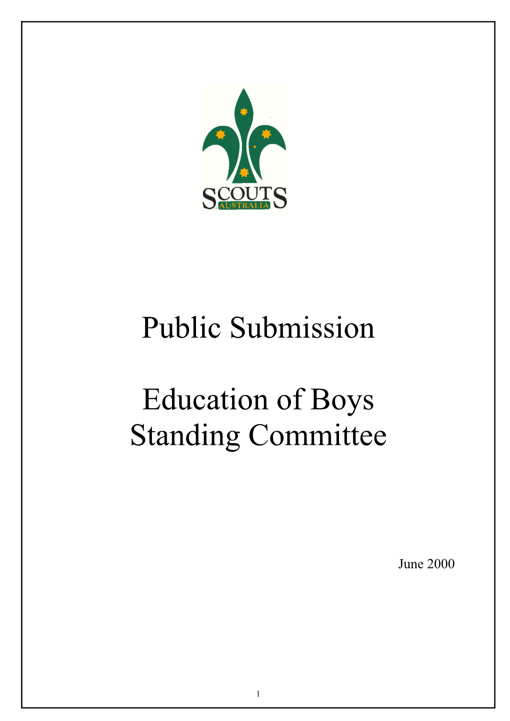 Public Submission Education of Boys Standing Committee