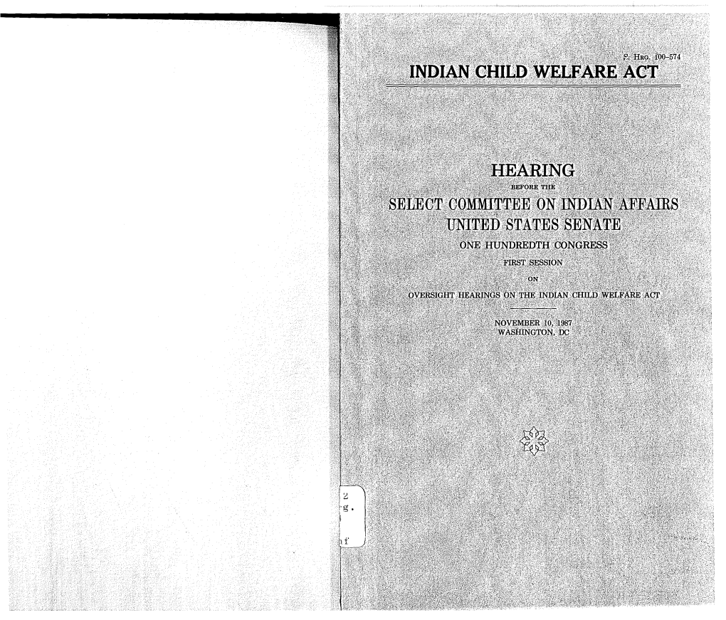 Oversight Hearings on the Indian Child Welfare Act, November 10