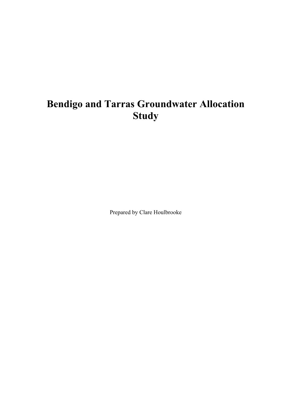 Bendigo and Tarras Groundwater Allocation Study