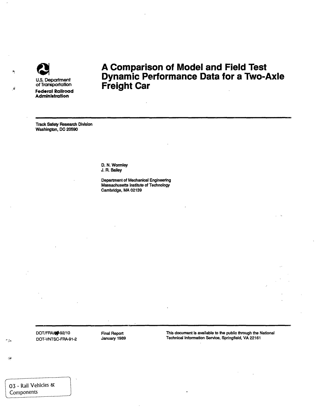A Comparison of Model and Field Test