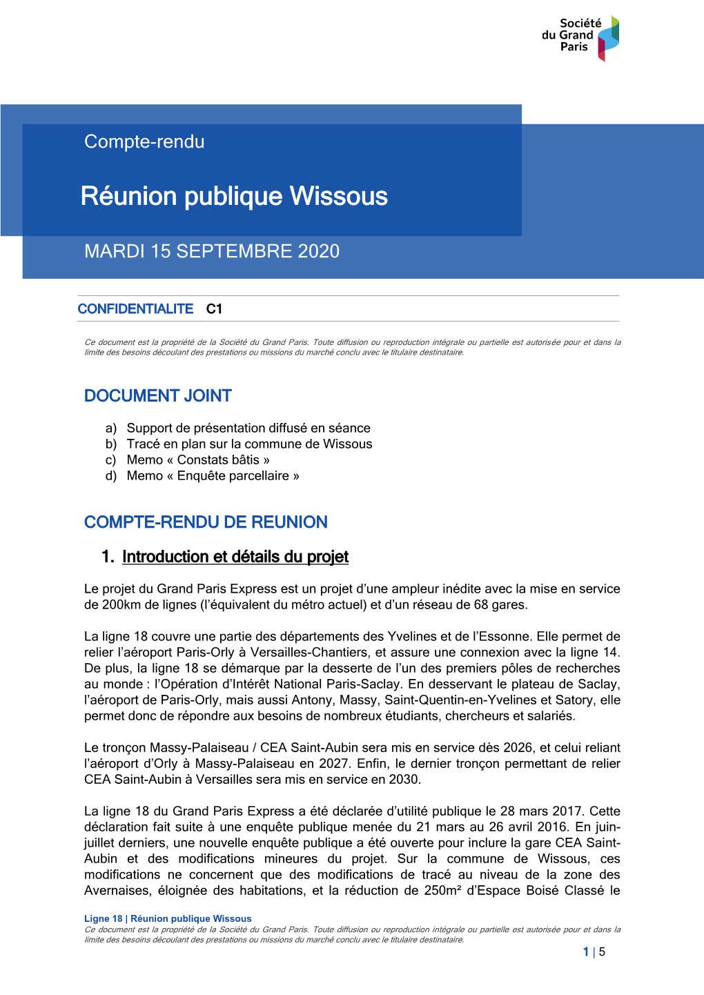 Réunion Publique Wissous Ce Document Est La Propriété De La Société Du Grand Paris