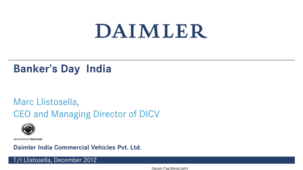 Daimler Banker's Day India Dec. 4, 2012