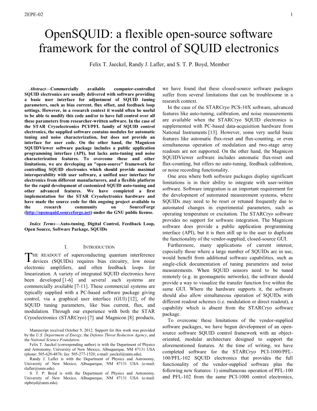 A Flexible Open-Source Software Framework for the Control of SQUID Electronics