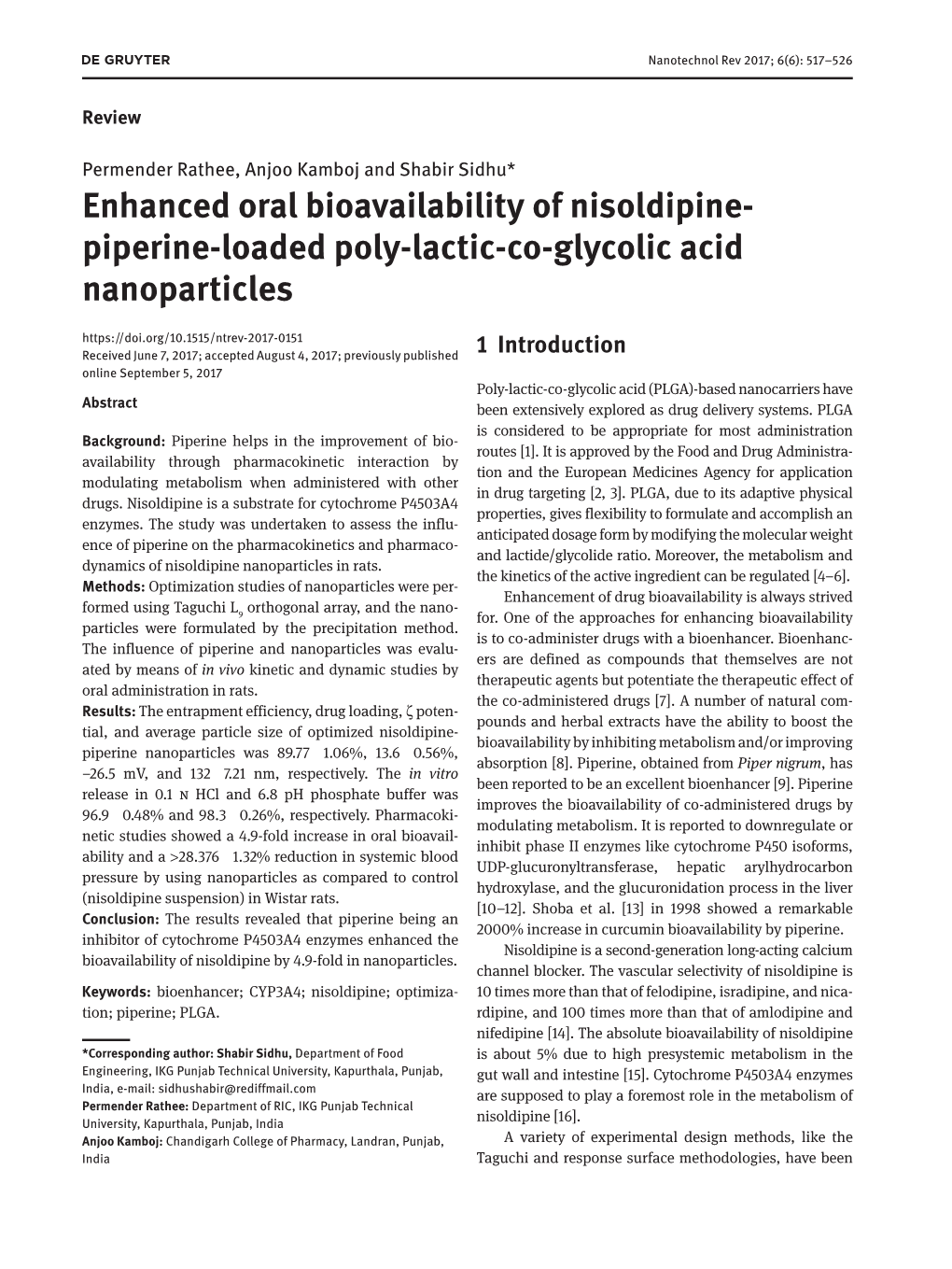 Enhanced Oral Bioavailability of Nisoldipine- Piperine-Loaded Poly