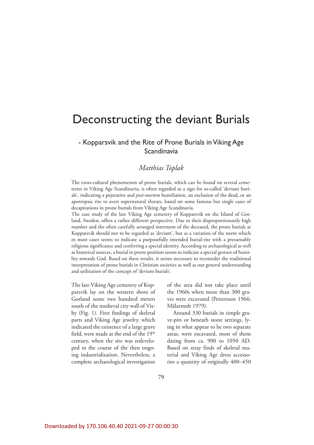 Deconstructing the Deviant Burials