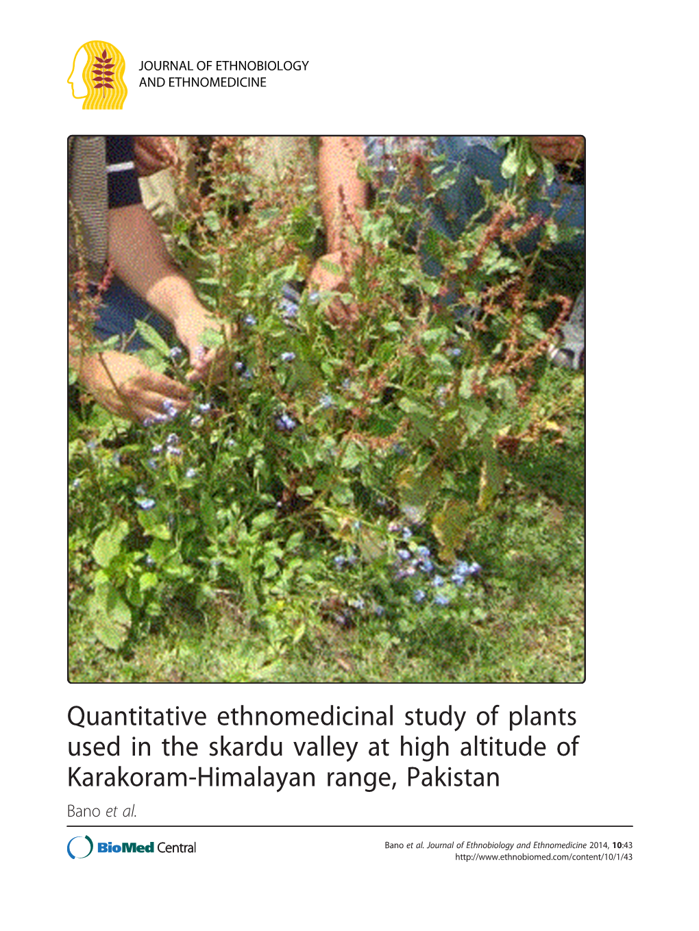 Quantitative Ethnomedicinal Study of Plants Used in the Skardu Valley at High Altitude of Karakoram-Himalayan Range, Pakistan Bano Et Al