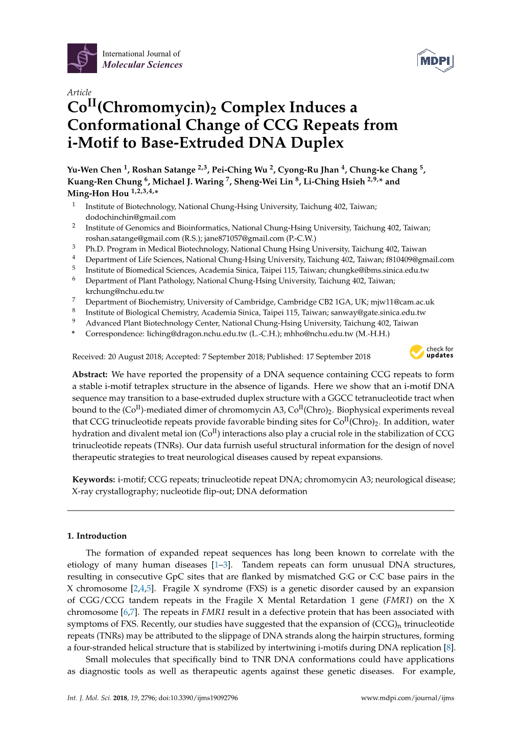 Coii(Chromomycin)2 Complex Induces a Conformational Change