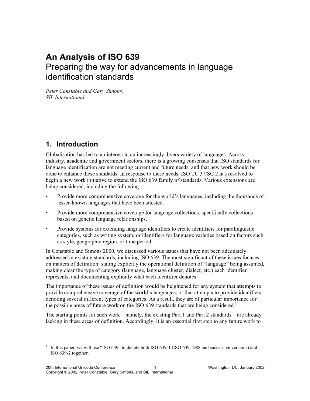 An Analysis of ISO 639 Preparing the Way for Advancements in Language Identification Standards