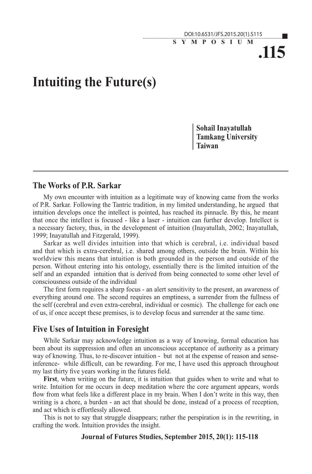 Intuiting the Future(S)