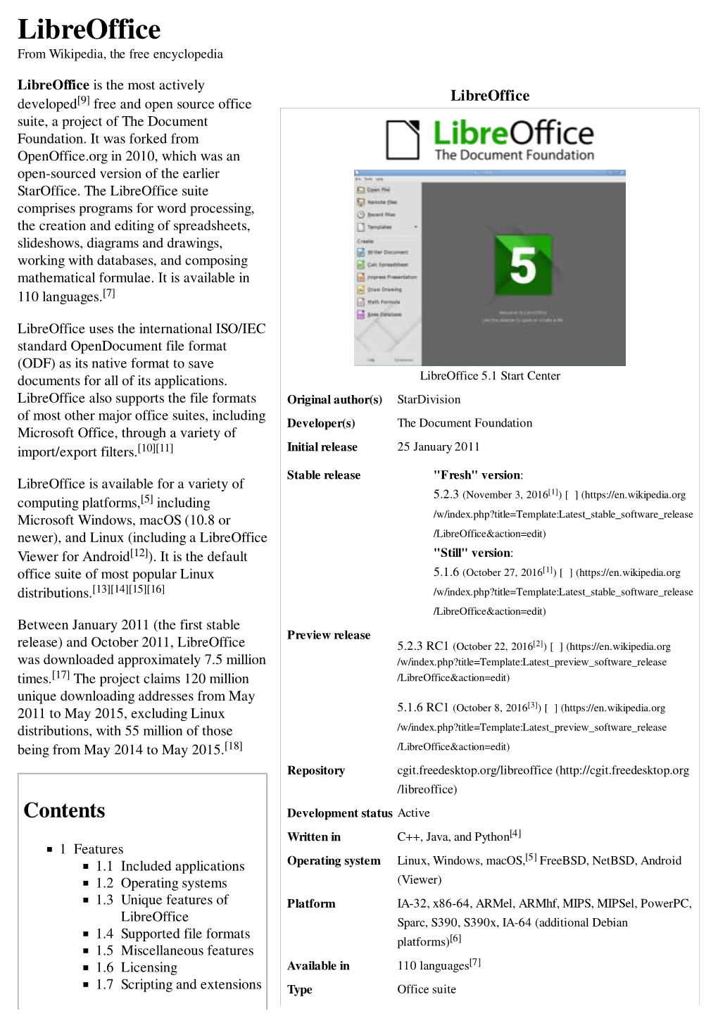 Libreoffice from Wikipedia, the Free Encyclopedia