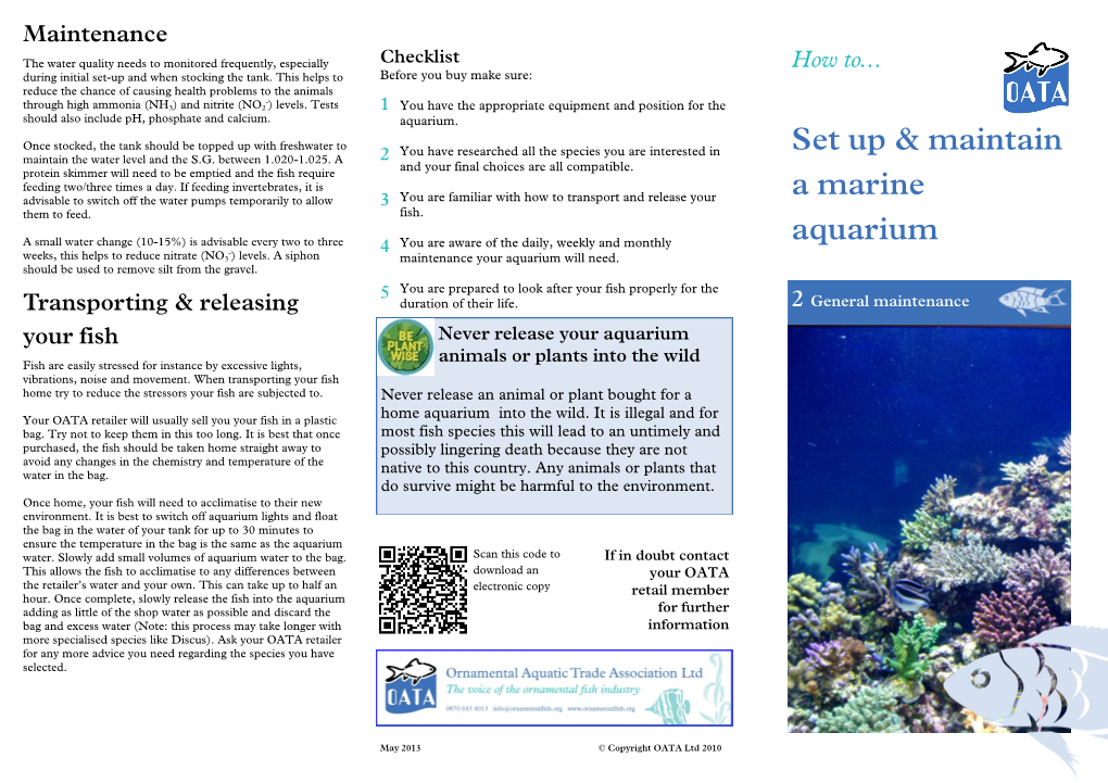 Set up & Maintain a Marine Aquarium