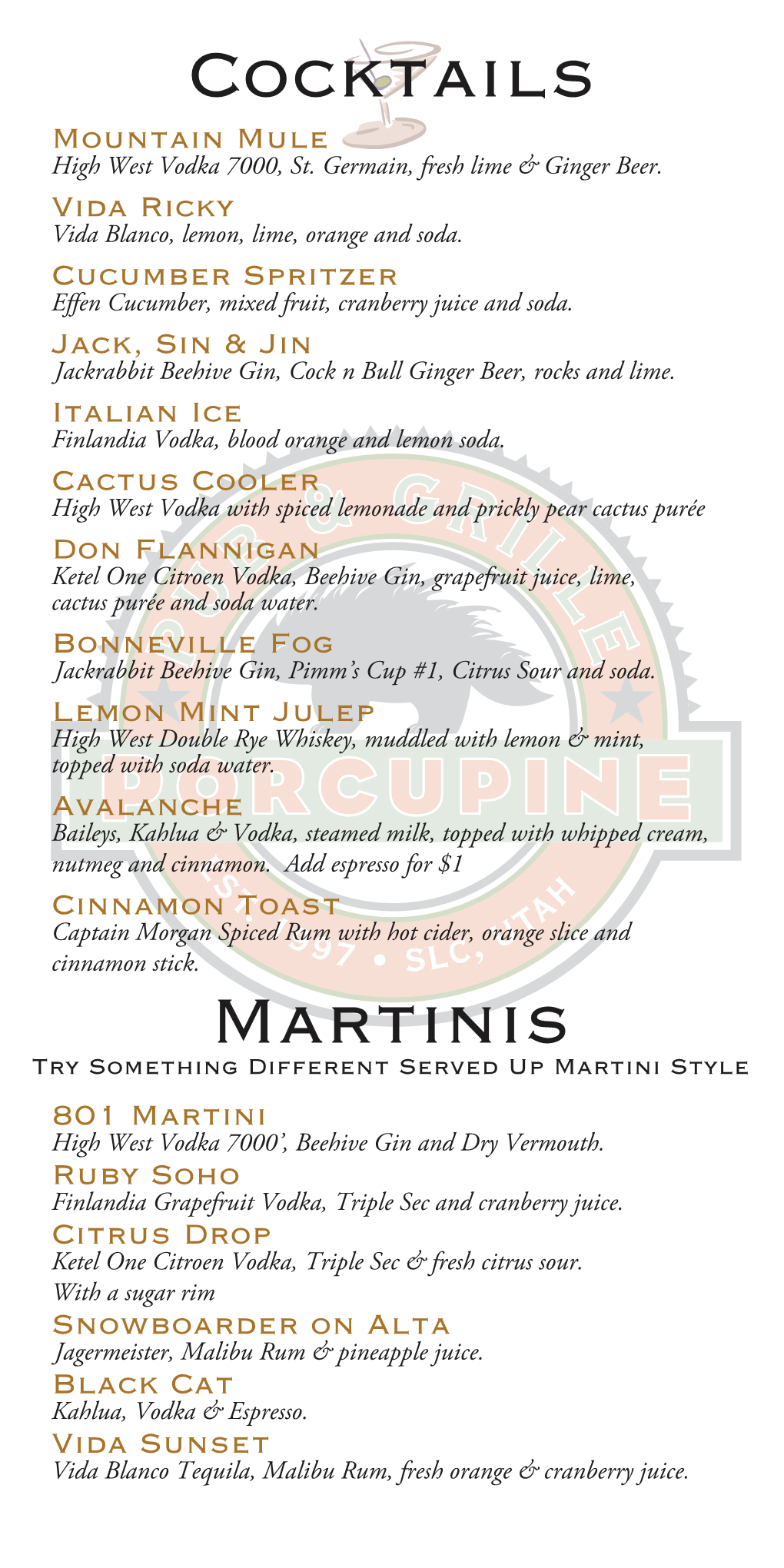 114610 Porcupine Pub Cocktails Menu E-Proof