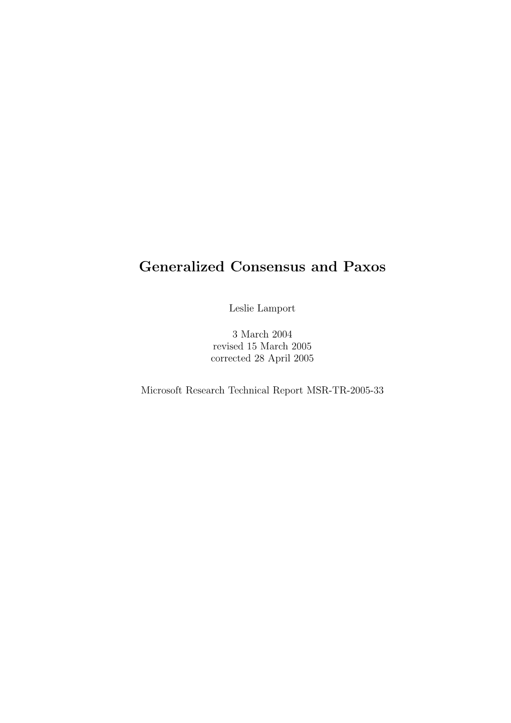 Generalized Consensus and Paxos