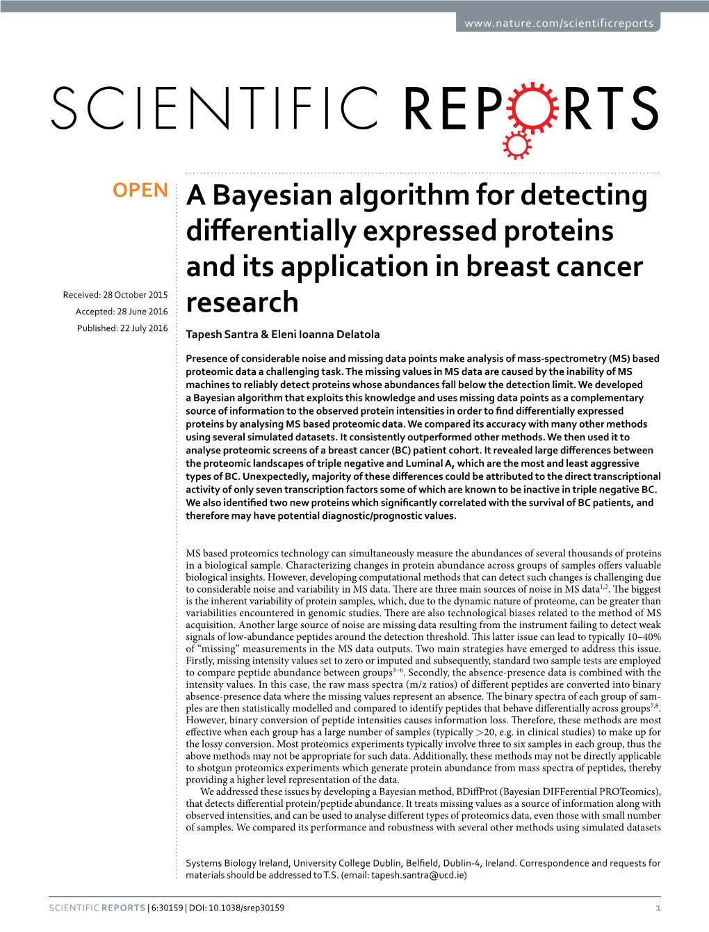 A Bayesian Algorithm for Detecting Differentially Expressed