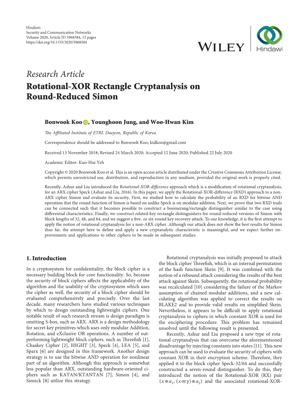 Rotational-XOR Rectangle Cryptanalysis on Round-Reduced Simon