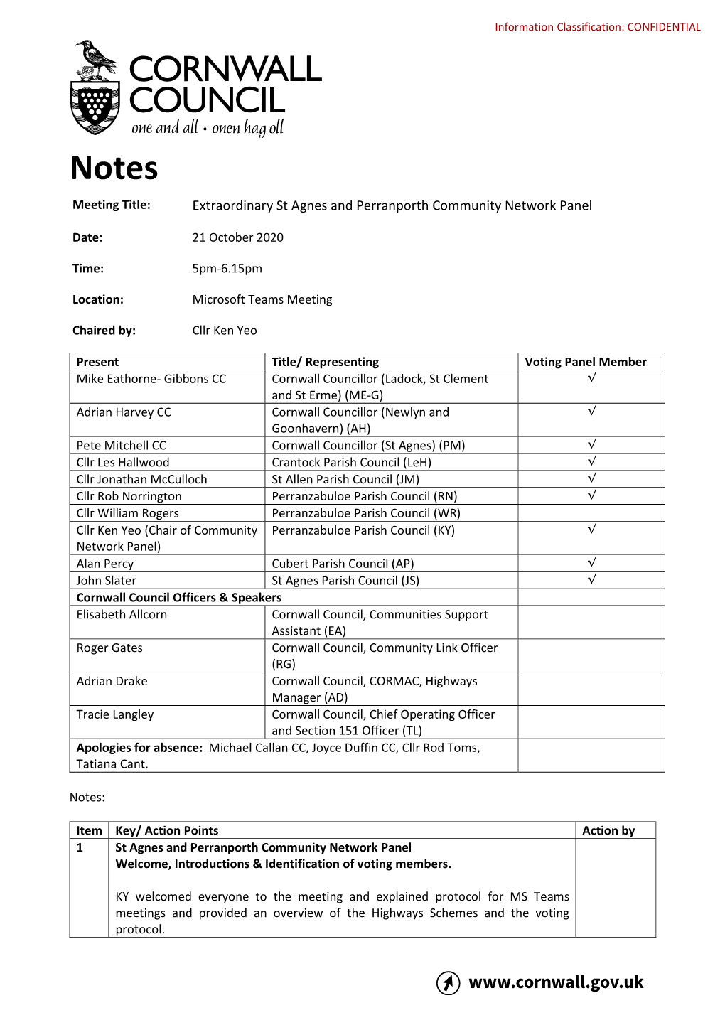 St Agnes and Perranporth CN Meeting