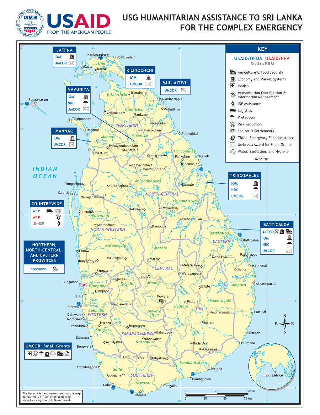 Usg Humanitarian Assistance to Sri Lanka for the Complex Emergency