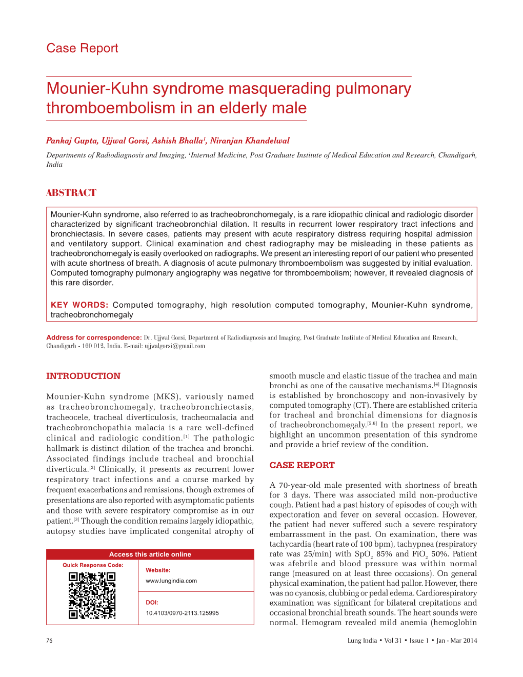 Mounier‑Kuhn Syndrome Masquerading Pulmonary Thromboembolism in an Elderly Male