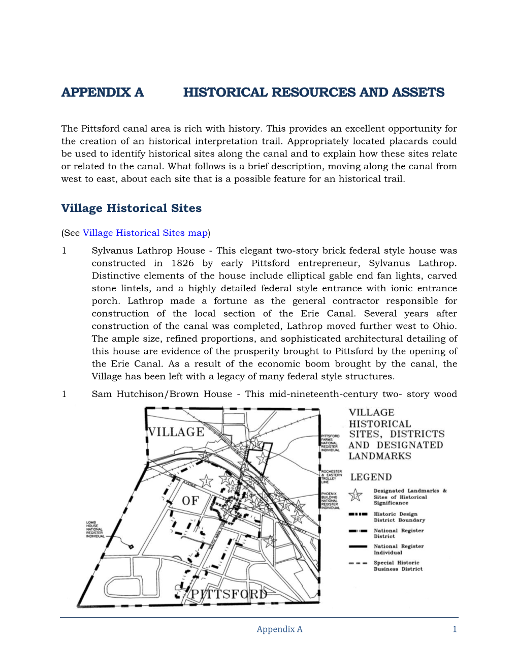 Appendix a Historical Resources and Assets