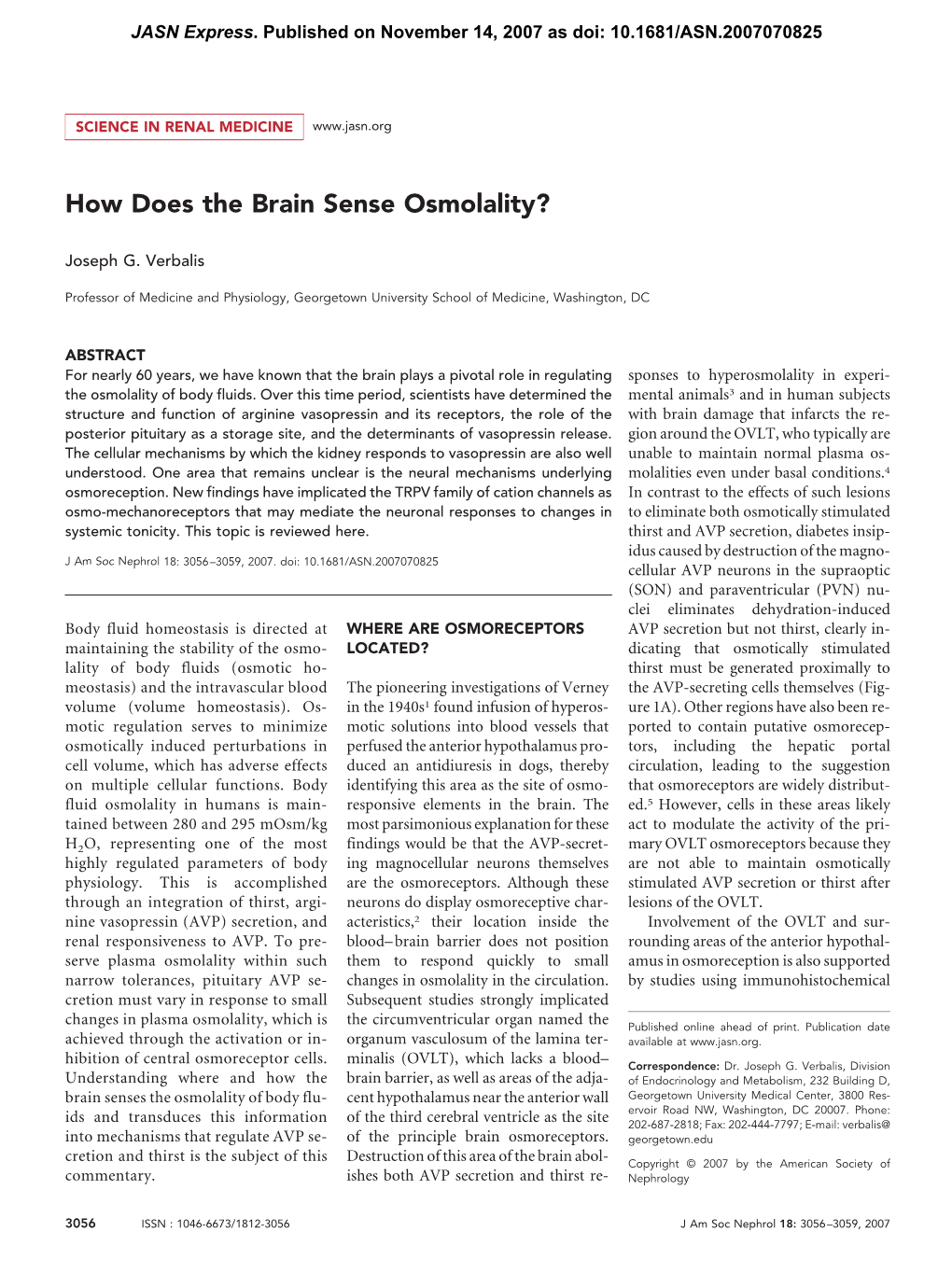 How Does the Brain Sense Osmolality?