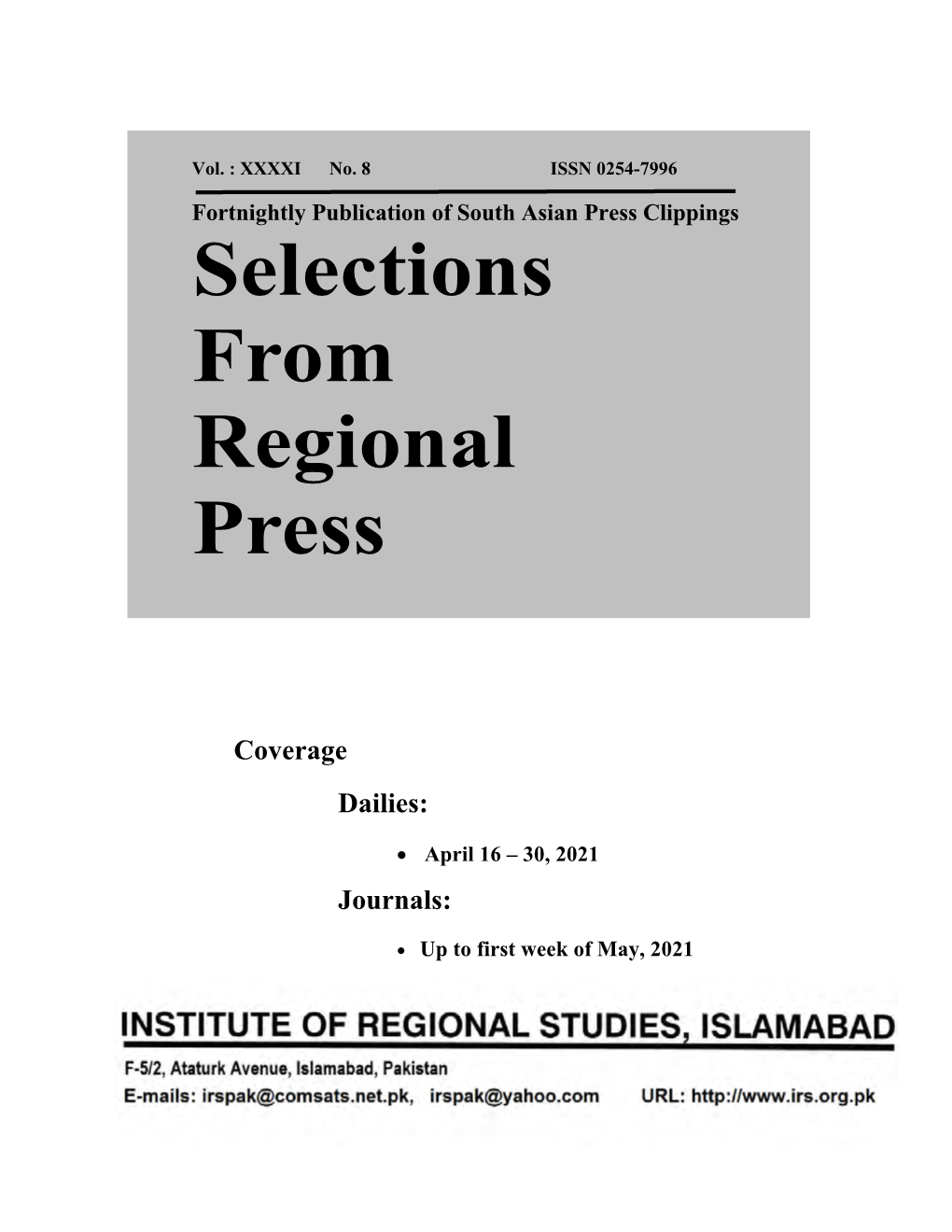 Selections from Regional Press