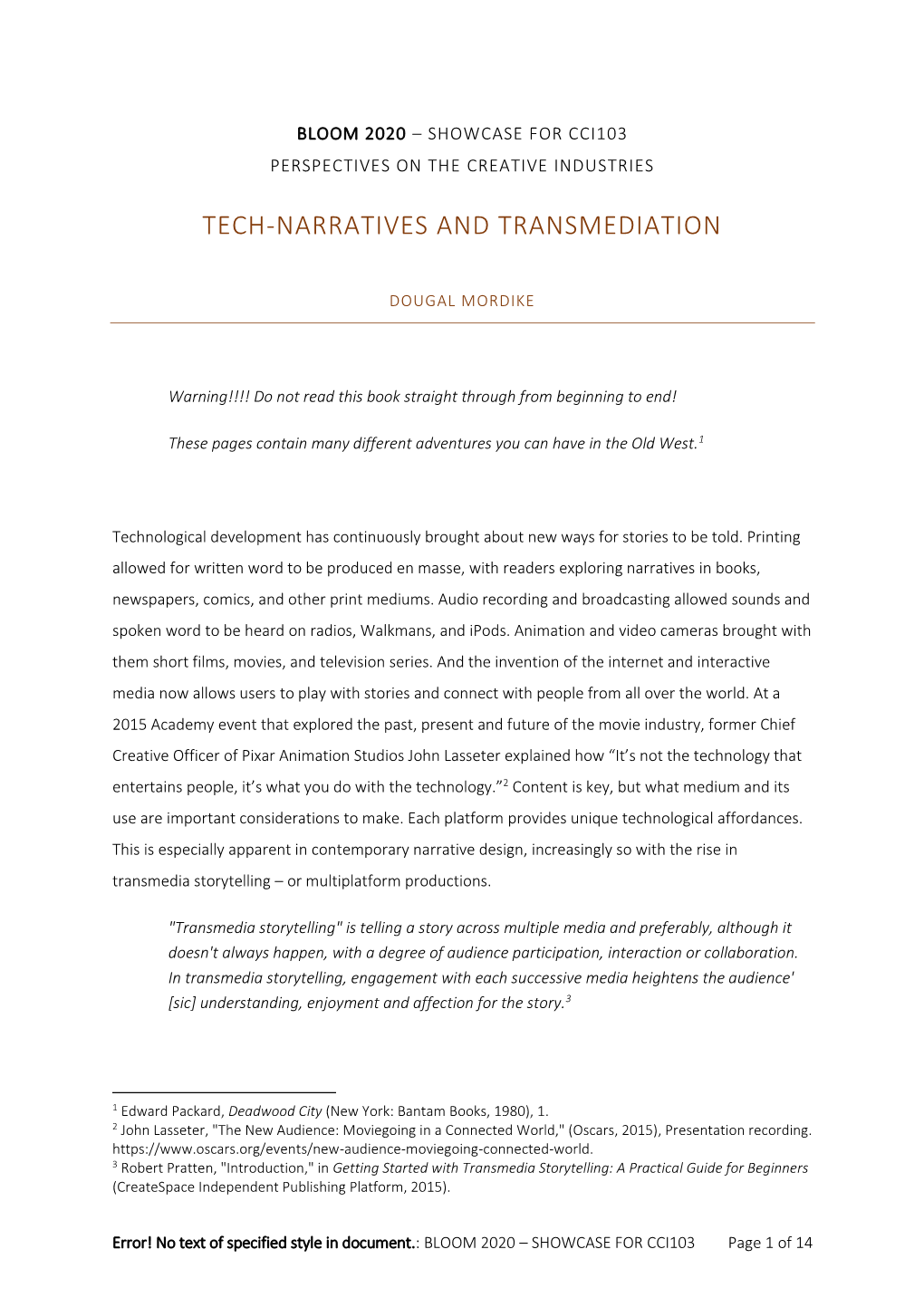 Tech-Narratives and Transmediation [Pdf]