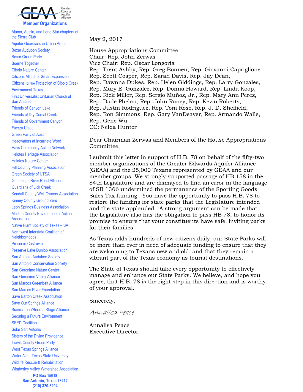 HB 78, to Honor Its Association Promise to Ensure That Your Constituents Have Safe, Inviting Parks Native Plant Society of Texas – SA for Their Families