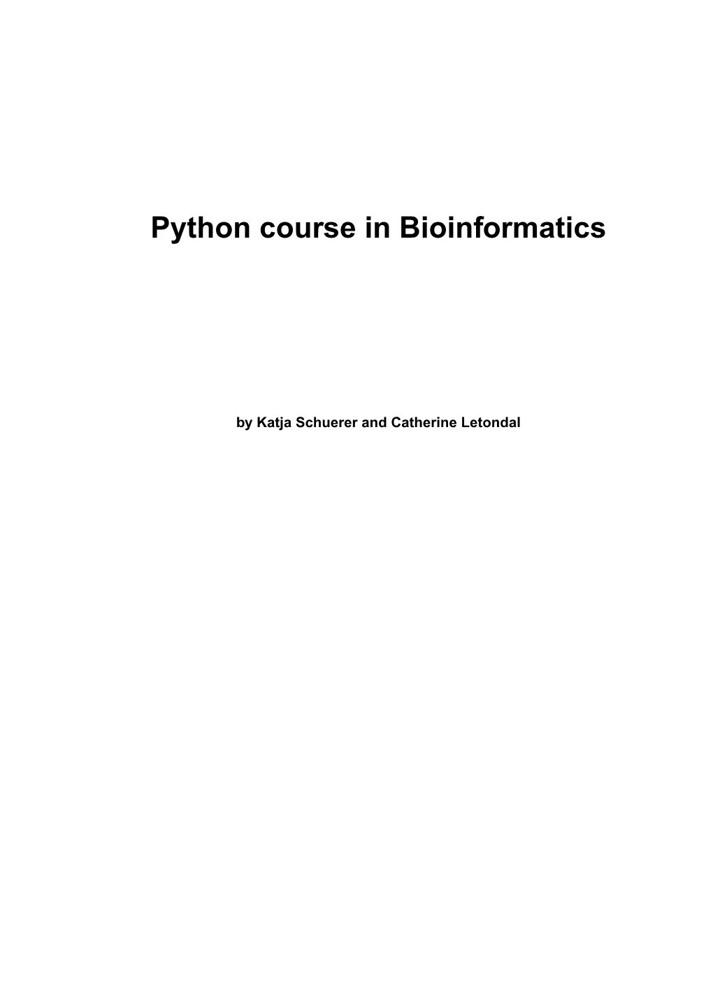 Python Course in Bioinformatics