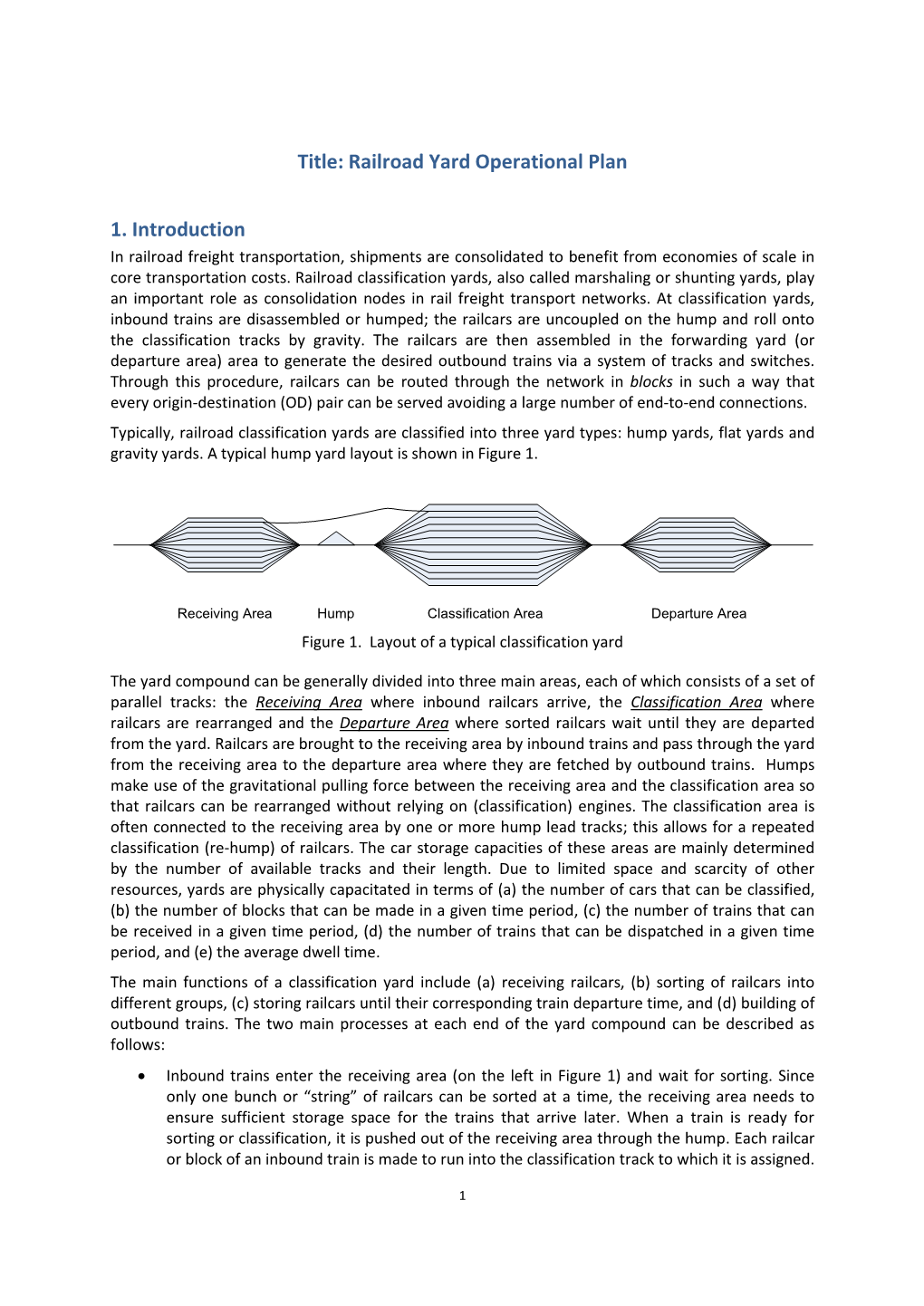 Title: Railroad Yard Operational Plan 1. Introduction