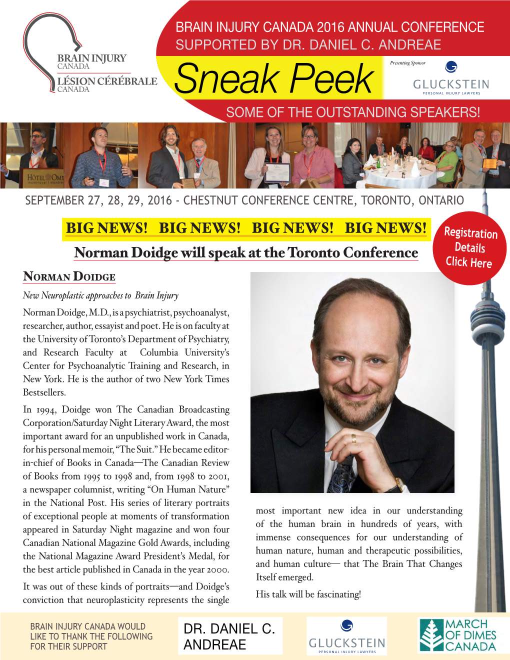 Norman Doidge Will Speak at the Toronto Conference